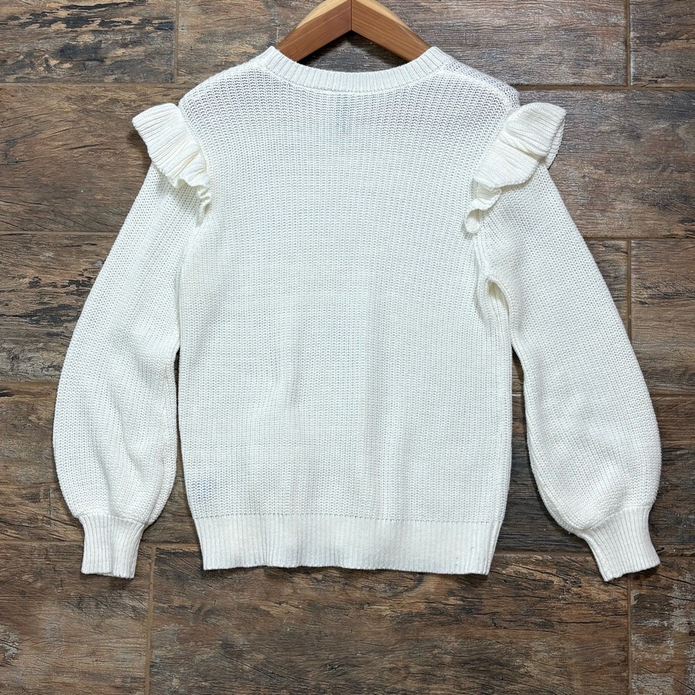 Misia White Ruffle Sleeve Sweater